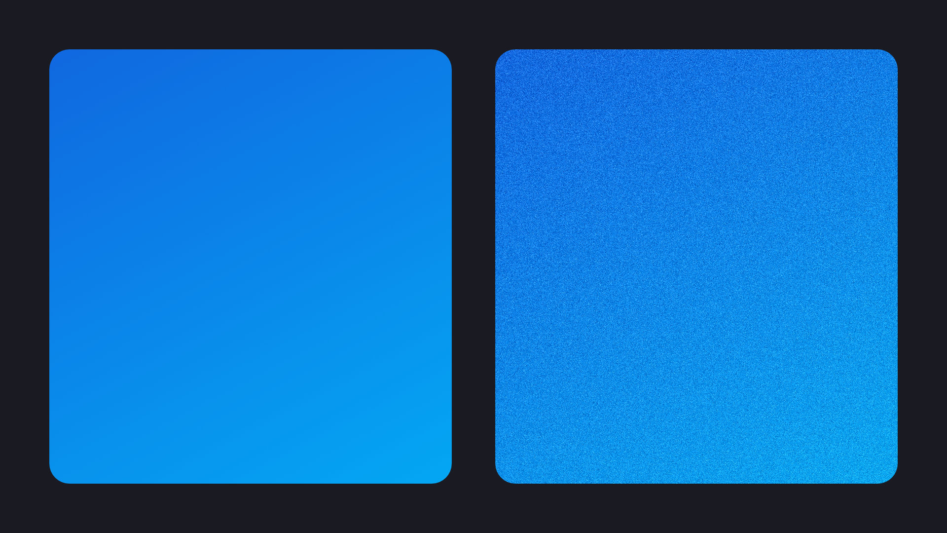 Dois retângulos azuis um ao lado do outro, um com preenchimento liso, e outro com uma textura de grãos